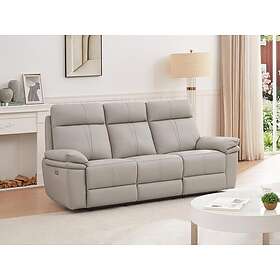Vente Unique Relax Canapé 3 places électrique en cuir gris clair MESOLA