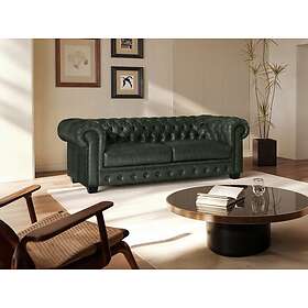 Vente Unique Canapé chesterfield Brenton 3 places 100% cuir de buffle Vert empire