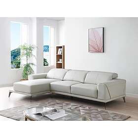 Vente Unique Canapé d'angle gauche en cuir de buffle beige ANDOR