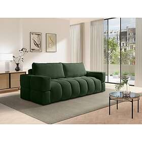 Vente Unique Canapé 3 places convertible en tissu bouclette vert ISSORO II