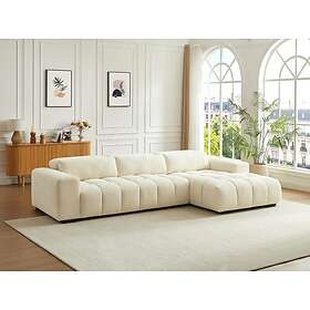 Vente Unique Canapé d'angle droit en tissu texturé beige LOPONZA