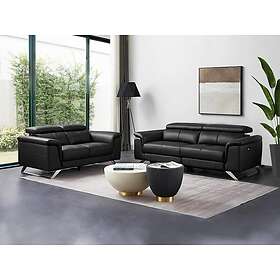 Vente Unique Canapés 3 places relax électrique et 2 places en cuir de vachette noir BREYT II