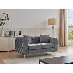 Vente Unique Canapé 2 places chesterfield en velours anthracite EDWINA