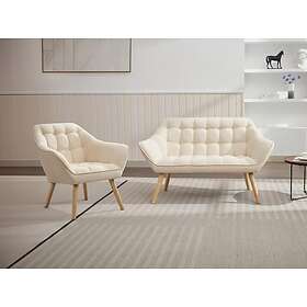 Vente Unique Canapé 2 places et fauteuil en tissu beige CASERTA