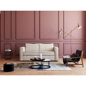 Vente Unique Canapé 3 places convertible express en velours côtelé beige Couchage 140 cm Matelas 18 cm LORETO