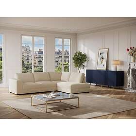 Vente Unique Canapé d'angle droit en velours côtelé beige MESETA