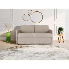 Vente Unique Canapé 2 places convertible express en tissu beige Couchage 120 cm Matelas 14 cm CALIFE
