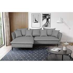 Vente Unique Canapé d'angle convertible en tissu gris LAZARE Angle gauche