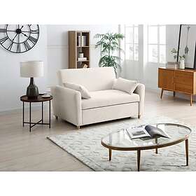 Vente Unique Canapé 2 places convertible en velours côtelé beige AYLA