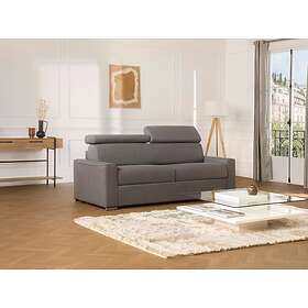 Vente Unique Canapé 3 places convertible express en tissu gris Couchage 140 cm Matelas 18 cm VIZIR