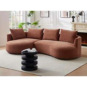 Vente Unique Canapé d'angle gauche en velours texturé terracotta LOUSADO