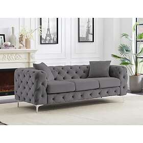 Vente Unique Canapé 3 places chesterfield en velours anthracite EDWINA