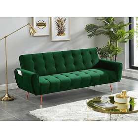 Vente Unique Canapé 3 places convertible clic-clac en velours POLANI Vert sapin