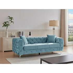 Vente Unique Canapé 3 places chesterfield en velours bleu pastel EDWINA