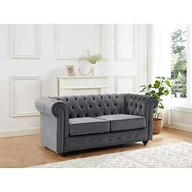 Vente Unique Canapé 2 places en velours anthracite CHESTERFIELD