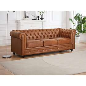 Vente Unique Canapé 3 places en cuir de vachette camel CHESTERFIELD