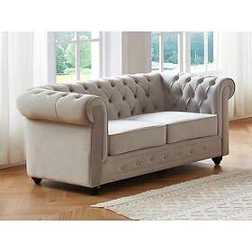 Vente Unique Canapé 2 places CHESTERFIELD Velours gris clair