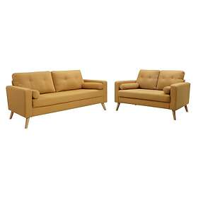 Vente Unique Canapés 3 places et 2 places en tissu effet lainage à bouclettes TATUM Jaune