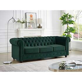 Vente Unique Canapé 3 places en velours vert CHESTERFIELD