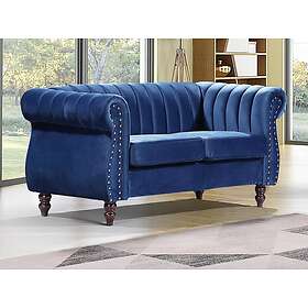 Vente Unique Canapé chesterfield 2 places en velours bleu roi TRUMBO