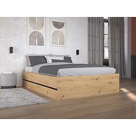 Vente Unique Lit coffre 140 x 190 cm Coloris : Naturel et noir Matelas LUDARO