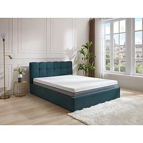 Vente Unique Lit coffre 160 x 200 cm Tissu bouclette Bleu canard Matelas MAZIRI