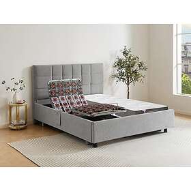 Vente Unique Lit électrique de relaxation déco tout plots matelas 100% latex 3 zones 2 x 70 x 190 cm Tissu Gris JOFAR de DREAMEA