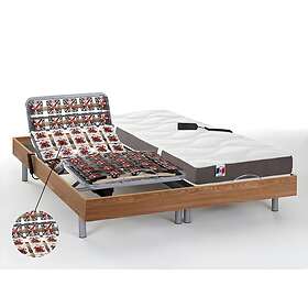 Vente Unique Lit électrique de relaxation tout plots matelas 100% latex 3 zones 2 x 70 x 190 cm Naturel clair JUPITER de DREAMEA