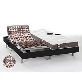 Vente Unique Lit électrique de relaxation tout plots matelas 100% latex 3 zones 2 x 80 x 200 cm Noir JUPITER de DREAMEA