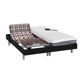 Vente Unique Lit électrique de relaxation tout plots matelas mémoire de forme 2 x 90 x 200 cm Noir HESIODE III de DREAMEA