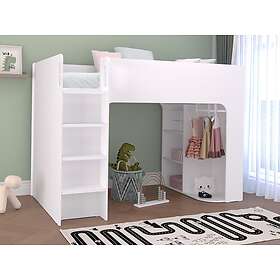 Vente Unique Lit mezzanine 90 x 190 cm avec rangements Blanc Avec matelas COLUMI