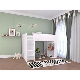 Vente Unique Lit mezzanine 90 x 190 cm avec rangements Blanc COLUMI