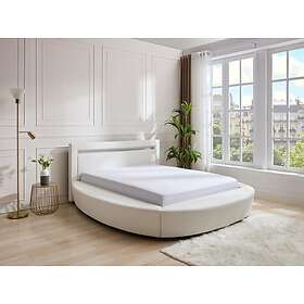 Vente Unique Lit rond 160 x 200 cm Avec LEDs Simili Blanc Matelas ABULIS III