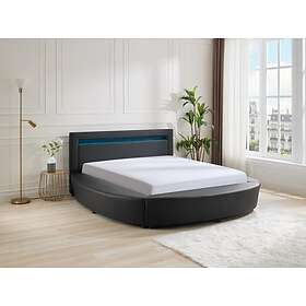 Vente Unique Lit rond 160 x 200 cm Avec LEDs Simili Noir ABULIS III