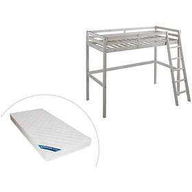 Vente Unique Lit mezzanine GEDEON II 90 x 190 cm Pin massif Blanchi matelas