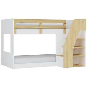 Vente Unique Lit superposé 90 x 190 cm Avec rangements Coloris : Blanc et naturel NAROJAS