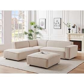 Pascal Morabito Grand canapé d'angle gauche en velours côtelé beige BORORE