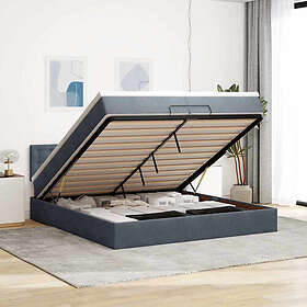 vidaXL Ottoman sängram med madrass mörkgrå 200x200 cm sammet