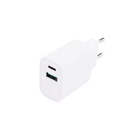 NÖRDIC Dubbelportsladdare USB-A 18W USB-C 20W PD