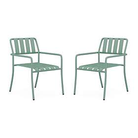 Mylia BIRMOS Lot de 2 fauteuils de jardin empilables en métal Vert amande