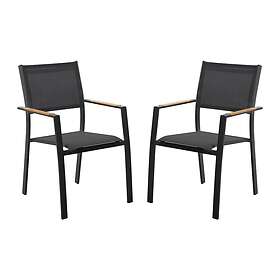 Mylia MACILA Lot de 2 fauteuils de jardin empilables en aluminimum et textilène Anthracite
