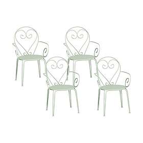 Mylia GUERMANTES Lot de 4 fauteuils de jardin empilables en métal façon fer forgé Vert amande