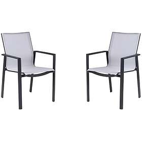 Mylia VALERA Lot de 2 fauteuils de jardin empilables en aluminium et textilène Gris clair et noir