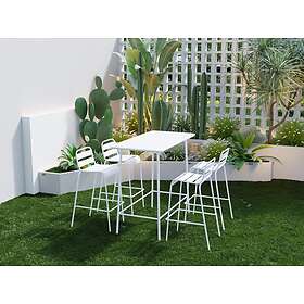 Mylia MIRMANDE Salle à manger haute de jardin en métal : une table L.120 cm et 4 chaises Blanc