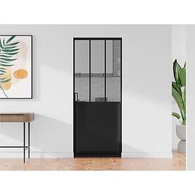 Vente Unique Porte coulissante atelier avec système à galandage Noir et verre trempé H205 x L63 cm ARTISTO II