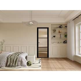 Vente Unique Bloc porte réversible en aluminium et verre texturé H204 x L93 cm Noir MASERU