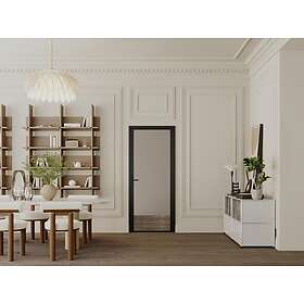 Vente Unique Bloc porte réversible en aluminium et verre trempé fumé H204 x L93 cm Noir LOXTON