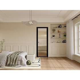 Vente Unique Bloc porte réversible en aluminium et verre trempé texturé H204 x L93 cm Noir LOXTON