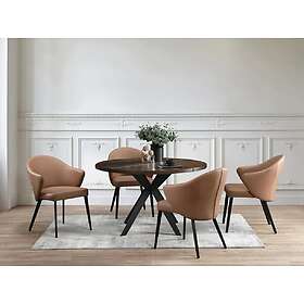Avec Chaise accoudoirs en cuir et acier noir Camel MIBELLY de Maison Céphy