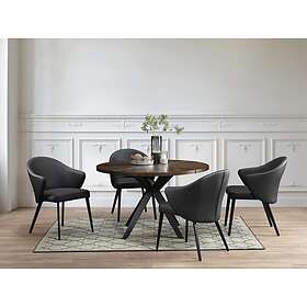 Avec Lot de 2 chaises accoudoirs en cuir et acier Noir MIBELLY de Maison Céphy